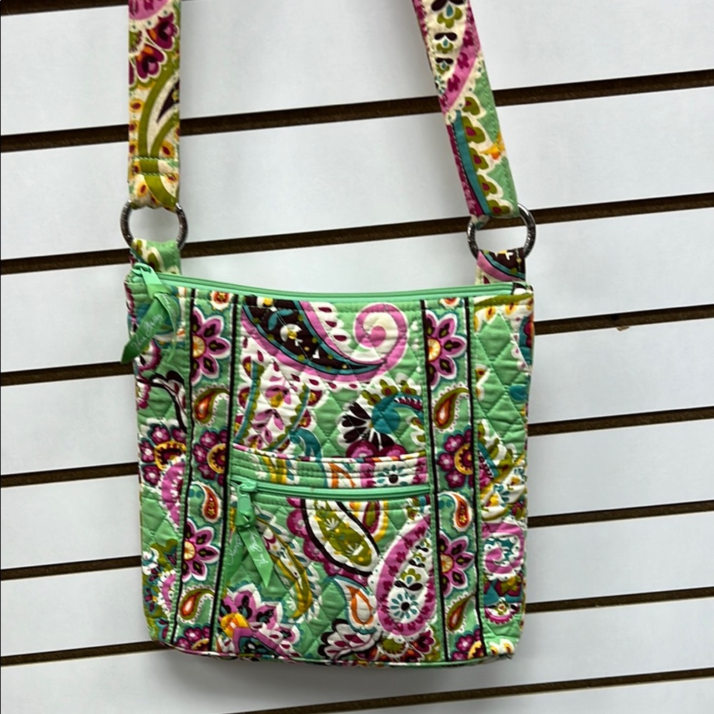 Vera Bradley Green and Pink Floral Crossbody Bag